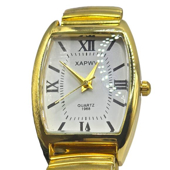 Unbranded Accessories - Roman Numerals Watch Women Stretch Wristwatch Gold Tone Baze Analog Quartz R